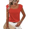 imageZeagoo Women Summer Tops Cute Square Neck Tank Tops Loose Dressy Casual Shirts Cap Sleeve Tunic TopsRed