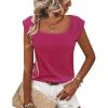 imageZeagoo Women Summer Tops Cute Square Neck Tank Tops Loose Dressy Casual Shirts Cap Sleeve Tunic TopsRose