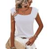imageZeagoo Women Summer Tops Cute Square Neck Tank Tops Loose Dressy Casual Shirts Cap Sleeve Tunic TopsWhite