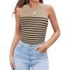 imageZeagoo Womens Tank Top Racerback Crowl Neck Casual Basic Ribbed Knit Fitted Sleeveless Shirts SXXLStripe