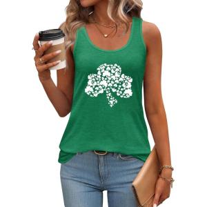 imageZeagoo Womens Tank Tops Flowy Loose Fit Scoop Neck Casual Summer Tops Curvy HemGreen Pattern