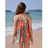 imageZeagoo Women Flowy Tank Tops Casual Summer Floral Tops Sexy Spaghetti Strap V Neck Sleeveless Tunic CamisolesCoral Orange