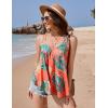 imageZeagoo Women Flowy Tank Tops Casual Summer Floral Tops Sexy Spaghetti Strap V Neck Sleeveless Tunic CamisolesCoral Orange