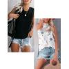 imageZeagoo Womens 2025 Tank Tops 2 Pack Casual Crewneck Sleeveless T Shirts Loose Fit Summer Tunic Blouse2 Packblue Flower and Black