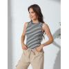 imageZeagoo Womens High Neck Ribbed Tank Tops 2025 Summer Sleeveless Crop Tops Slim Fit Going Out Basic ShirtsBlack Stripe