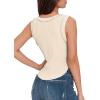 imageZeagoo Womens High Neck Ribbed Tank Tops 2025 Summer Sleeveless Crop Tops Slim Fit Going Out Basic ShirtsKhaki