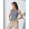 imageZeagoo Womens High Neck Ribbed Tank Tops 2025 Summer Sleeveless Crop Tops Slim Fit Going Out Basic ShirtsNavy Stripe