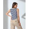 imageZeagoo Womens High Neck Ribbed Tank Tops 2025 Summer Sleeveless Crop Tops Slim Fit Going Out Basic ShirtsNavy Stripe