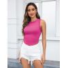 imageZeagoo Womens High Neck Ribbed Tank Tops 2025 Summer Sleeveless Crop Tops Slim Fit Going Out Basic ShirtsRose Red