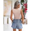 imageZeagoo Womens Sleeveless Crop Tops Pleated Square Neck Ribbed Y2K Tank Top Summer Fitted Going Out TopsChampagne
