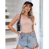 imageZeagoo Womens Sleeveless Crop Tops Pleated Square Neck Ribbed Y2K Tank Top Summer Fitted Going Out TopsChampagne