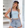 imageZeagoo Womens Sleeveless Crop Tops Pleated Square Neck Ribbed Y2K Tank Top Summer Fitted Going Out TopsLight Blue