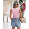 imageZeagoo Womens Sleeveless Crop Tops Pleated Square Neck Ribbed Y2K Tank Top Summer Fitted Going Out TopsPink