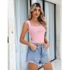 imageZeagoo Womens Sleeveless Crop Tops Pleated Square Neck Ribbed Y2K Tank Top Summer Fitted Going Out TopsPink