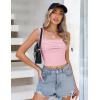 imageZeagoo Womens Sleeveless Crop Tops Pleated Square Neck Ribbed Y2K Tank Top Summer Fitted Going Out TopsPink
