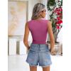 imageZeagoo Womens Sleeveless Crop Tops Pleated Square Neck Ribbed Y2K Tank Top Summer Fitted Going Out TopsRose Red