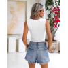 imageZeagoo Womens Sleeveless Crop Tops Pleated Square Neck Ribbed Y2K Tank Top Summer Fitted Going Out TopsWhite
