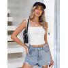 imageZeagoo Womens Sleeveless Crop Tops Pleated Square Neck Ribbed Y2K Tank Top Summer Fitted Going Out TopsWhite