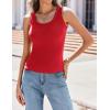 imageZeagoo Womens Tank Tops 2025 Scoop Neck Ribbed Sleeveless Top Casual Basic Slim Fitted Knit Cami Tee ShirtsRed