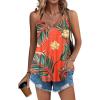 imageZeagoo Women Flowy Tank Tops Casual Summer Floral Tops Sexy Spaghetti Strap V Neck Sleeveless Tunic CamisolesCoral Orange
