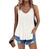 imageZeagoo Women Flowy Tank Tops Casual Summer Tops Sexy Tank Tops Spaghetti Strap V Neck Sleeveless Tunic Camisoles Dusty PinkWhite