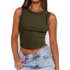 imageZeagoo Womens High Neck Ribbed Tank Tops 2025 Summer Sleeveless Crop Tops Slim Fit Going Out Basic ShirtsArmy Green