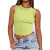 imageZeagoo Womens High Neck Ribbed Tank Tops 2025 Summer Sleeveless Crop Tops Slim Fit Going Out Basic ShirtsNeon Green