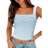 imageZeagoo Womens Sleeveless Crop Tops Pleated Square Neck Ribbed Y2K Tank Top Summer Fitted Going Out TopsLight Blue