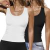 imageZeagoo Womens Tank Tops 2025 Scoop Neck Ribbed Sleeveless Top Casual Basic Slim Fitted Knit Cami Tee ShirtsZ2 Pack Black and White