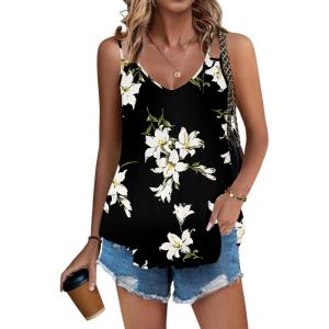 imageZeagoo Women Flowy Tank Tops Casual Summer Floral Tops Sexy Spaghetti Strap V Neck Sleeveless Tunic CamisolesLily Floral