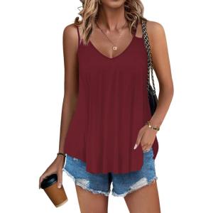 imageZeagoo Women Flowy Tank Tops Casual Summer Tops Sexy Tank Tops Spaghetti Strap V Neck Sleeveless Tunic Camisoles Dusty PinkWine Red
