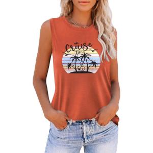 imageZeagoo Womens 2025 Tank Tops 2 Pack Casual Crewneck Sleeveless T Shirts Loose Fit Summer Tunic Blouse1 Tropical Print