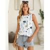 imageZeagoo Summer Tank Top for Women 2025 Pleated High Neck Tops Loose Fit Flowy Dressy Tunic Sleeveless ShirtsB1white Floral