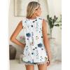 imageZeagoo Summer Tank Top for Women 2025 Pleated High Neck Tops Loose Fit Flowy Dressy Tunic Sleeveless ShirtsB1white Floral