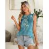 imageZeagoo Summer Tank Top for Women 2025 Pleated High Neck Tops Loose Fit Flowy Dressy Tunic Sleeveless ShirtsBblue Floral