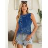 imageZeagoo Summer Tank Top for Women 2025 Pleated High Neck Tops Loose Fit Flowy Dressy Tunic Sleeveless ShirtsBfloral Blue