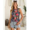 imageZeagoo Summer Tank Top for Women 2025 Pleated High Neck Tops Loose Fit Flowy Dressy Tunic Sleeveless ShirtsBred Flower
