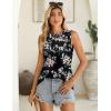 imageZeagoo Summer Tank Top for Women 2025 Pleated High Neck Tops Loose Fit Flowy Dressy Tunic Sleeveless ShirtsCfloral Black