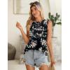 imageZeagoo Summer Tank Top for Women 2025 Pleated High Neck Tops Loose Fit Flowy Dressy Tunic Sleeveless ShirtsCfloral Black