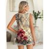 imageZeagoo Summer Tank Top for Women 2025 Pleated High Neck Tops Loose Fit Flowy Dressy Tunic Sleeveless ShirtsDfloral Red