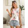 imageZeagoo Summer Tank Top for Women 2025 Pleated High Neck Tops Loose Fit Flowy Dressy Tunic Sleeveless ShirtsDfloral White