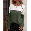 imageZeagoo Women Waffle Knit Shirts Long Sleeve Colorblock Tee Button Detail TunicsArmy