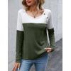 imageZeagoo Women Waffle Knit Shirts Long Sleeve Colorblock Tee Button Detail TunicsArmy