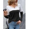 imageZeagoo Women Waffle Knit Shirts Long Sleeve Colorblock Tee Button Detail TunicsBlack