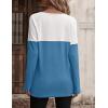 imageZeagoo Women Waffle Knit Shirts Long Sleeve Colorblock Tee Button Detail TunicsBlue