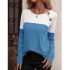 imageZeagoo Women Waffle Knit Shirts Long Sleeve Colorblock Tee Button Detail TunicsBlue