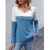 imageZeagoo Women Waffle Knit Shirts Long Sleeve Colorblock Tee Button Detail TunicsBlue