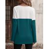 imageZeagoo Women Waffle Knit Shirts Long Sleeve Colorblock Tee Button Detail TunicsBlue Green