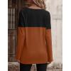 imageZeagoo Women Waffle Knit Shirts Long Sleeve Colorblock Tee Button Detail TunicsCaramel