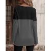 imageZeagoo Women Waffle Knit Shirts Long Sleeve Colorblock Tee Button Detail TunicsDark Grey